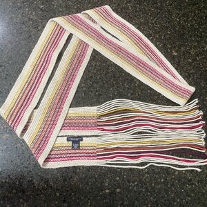 American Eagle Cream Tan Crochet Knit Fringe Belt Scarf Women's Accent Accessory